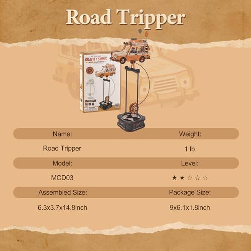 ROKR 3D Wooden Puzzles for Adults, 228 PCS DIY Craft Kit Balance Toy Road Tripper, Creative Christmas/Birthday Gifts for Teens & Adults - Image 6