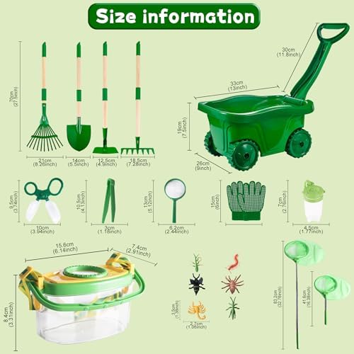 Duckura Kids Gardening Set, Kids Wheelbarrow Tools and Bug Catcher Kit - Image 7