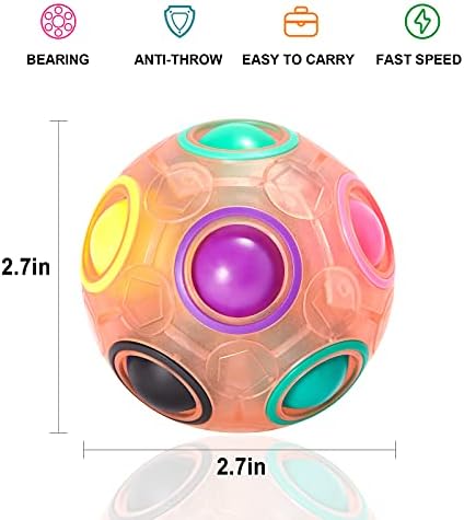 Vdealen Magic Rainbow Puzzle Ball, Fidget Ball Puzzle Brain Teaser Fidget Toy for Boys & Girls- Birthday Party Easter Valentines Christmas Stocking Stuffers for Kids Teen & Adults(Pink) - Image 2