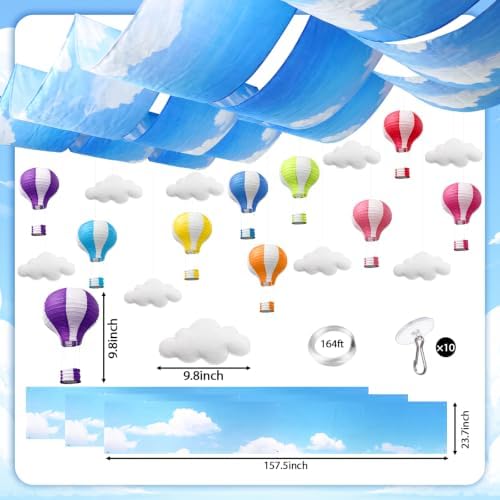 46 Pcs Hot Air Balloon Ceiling Decoration for Classroom Hanging - Image 2