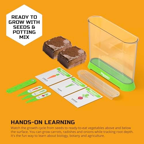 Discovery™ Edible Veggie Garden Watch-It-Grow Kit – DIY STEM Activity for Kids | Grow Carrots, Radishes & Onions| 11-Piece Science Kit with Seeds, Potting Mix & Root Tracker| Learning Toy Gift Ages 6+ - Image 3