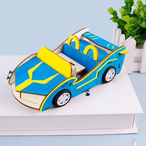 3D Wooden Puzzle Car DIY Assemble Construction Toy Crafts Model Kit - Image 5