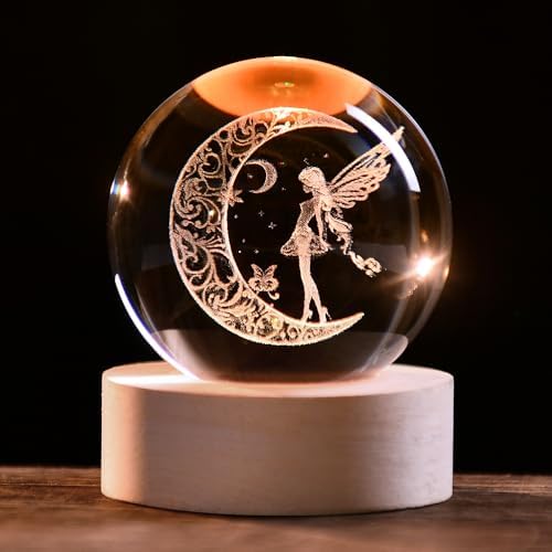 Fairy Crystal Ball Fairy Glass Sphere Decor Gifts for Women Girl by ZRENJHUS