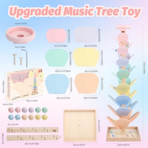 Wooden Marble Run Ball Drop Montessori Toy for 4-8 Boys Girls (Height: 28") - Image 2