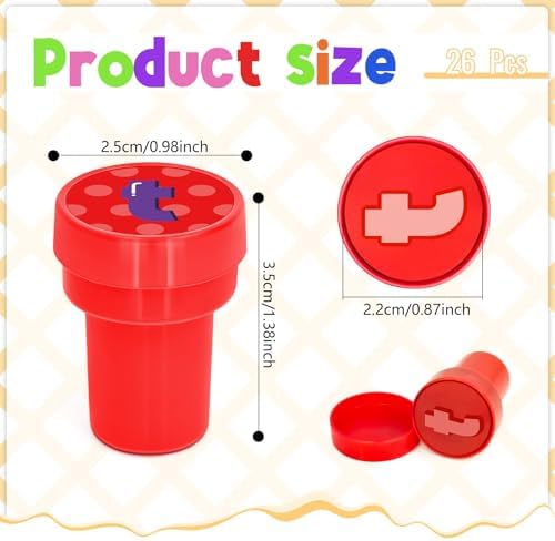 Cinrobiye 24 Pcs Alphabet Stampers Party Favor Set, Cute Letter Stamps for Kids Birthday Party, Classroom Rewards, ABC Learning Toys, Goody Bag Fillers, Educational School Supplies - Image 2