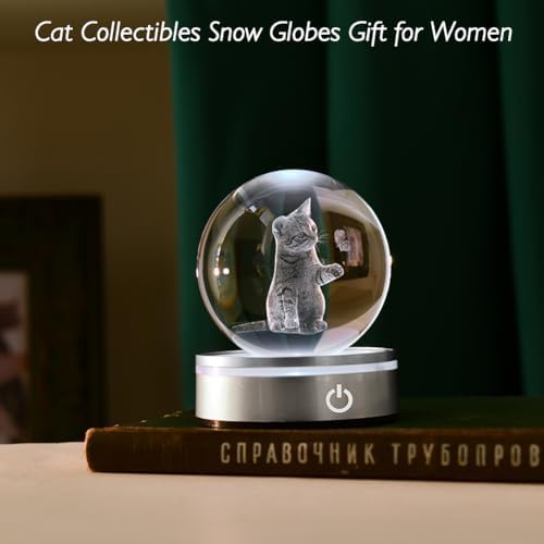 IFOLAINA Cat Lovers Gifts for Women Decorative Cat Glass Sphere Night Light - Image 6