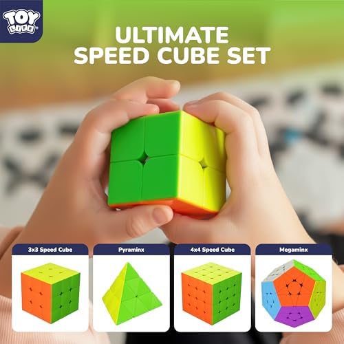 STEAM Life Speed Cube Set, Speed Cube Set of 2x2 3x3 4x4 Megaminx and Pyramid Cube Smoothly Stickerless Magic Cubes Collection for Kids & Adults - Image 4