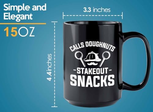 Detective Coffee Mug 15oz Black Stakeout Snacks Quote Police Officer Gift - Image 6