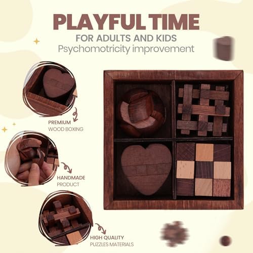 Mytothfy Wooden Brain Teaser Puzzles for Adults Teens, 3D Puzzle Game Toys - Image 3