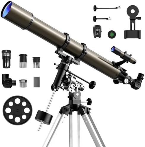 NACATIN Astronomy Telescope for Adults & Professionals, 90mm Aperture 1000mm with Dual Slow-Motion Rods - for Ultra-Smooth & Precise Tracking, Telescope for Adults high Powered for Moon & Planets by NACATIN