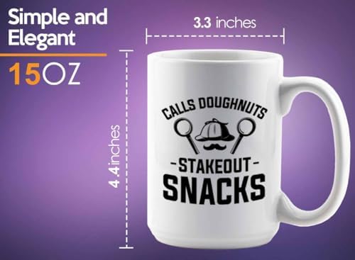 Detective Coffee Mug 15oz White Stakeout Snacks Quote Police Officer Gift - Image 6