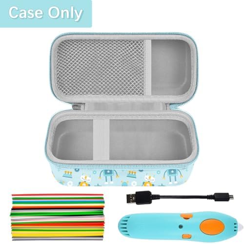 Leayjeen Storage Case Compatible with 3Doodler Start+ Essentials for 3D Pen Set for Kids, for Kids Ages 8-12,Fit for 3D Printing Pen Carrying case(Case Only)-Blue Robot - Image 2