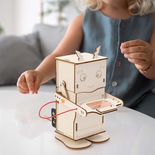 Wood Mechanical Building Toys Robot Piggy Bank Technology Small Production DIY - Image 7