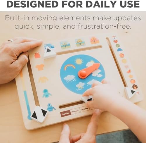 Montessori & Me Wooden Weather Board for Toddlers – Preschool Weather Chart & Daily Calendar for Kids, Interactive Toddler Calendar with Days of the Week, Months, Seasons & Temperatures - Image 2