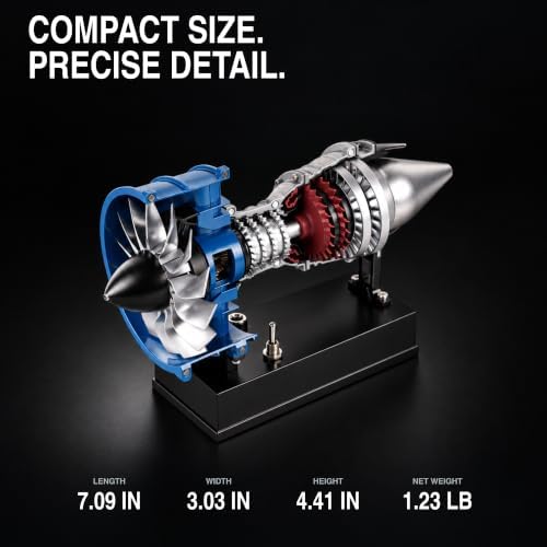 DM122 Mini Metal Turbofan Engine Model Kit that Works, 170+ Parts 1:20 Scale 4.41”H x 7”L x 3”W All-Metal Jet Engine Model with Transparent Cover, STEM Educational Assembly Kit, Desk Decoration Gift - Image 5