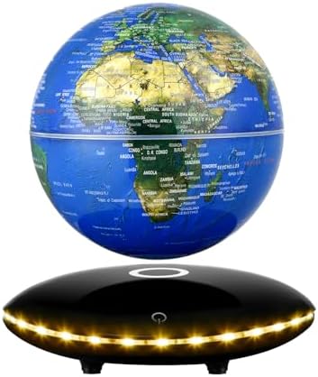 Magnetic Levitation Floating Globe with 7 Colors LED Lights, Rotating Geographic Globe World Map for Home Office Desk Decor, Cool Tech Gadgets for Men Husband Unisex by RUIXINDA