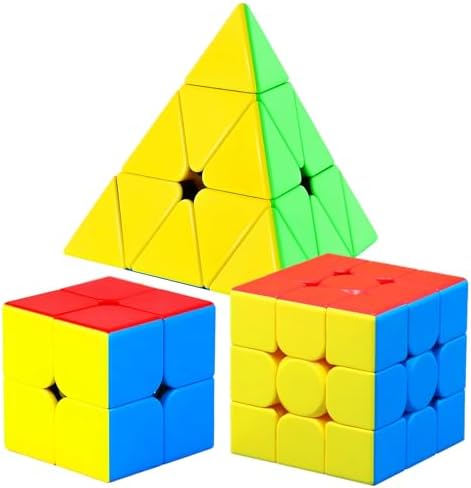 CFMOUR Speed Cube Set - Stickerless 2x2x2 3x3x3 Pyramid Cube Pack Bundle by EnjoyaGreenLife