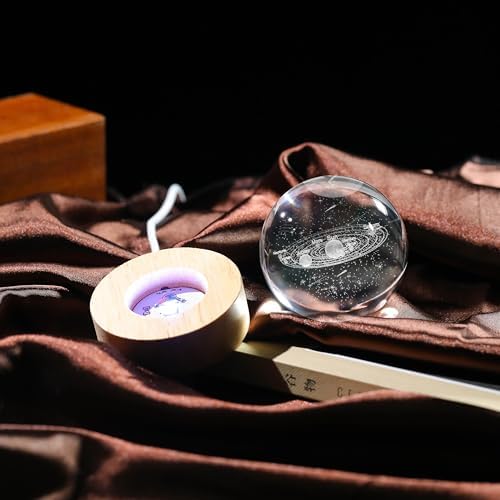 3D Solar System Crystal Ball with LED Colorful Lighting Touch Base, Solar System Model Decor Science Astronomy Gifts God Bless The World Easter Religious Space Gifts Decor - Image 4