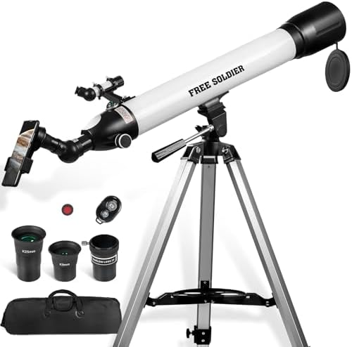 Telescopes for Adults High Powered, 700x90mm AZ Astronomical Professional Refractor Telescope for Beginners Astronomy with Advanced Eyepieces, Cool Astronomy for Christmas, White by FREESOLDIER