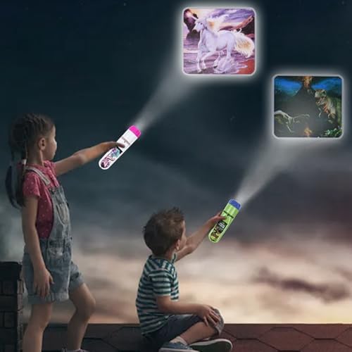 Georgie Porgy Slide Torch Projector Toys Flashlight for Kids Educational Toys Science Set Wall Ceiling Tents Night Lamp Gifts for Boys Girls (Dinosaur + Unicorn) - Image 2