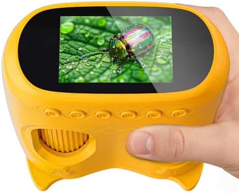 2-in-1 Kids Microscope Telescope, Temodu 2.0" 1000X Digital Microscope for Kids, HD Portable Education Telescope for Kids Birthday Festival Gift, Science Fun Toys for Children Age 4-12 (Yellow) by TemoduCameraforKids
