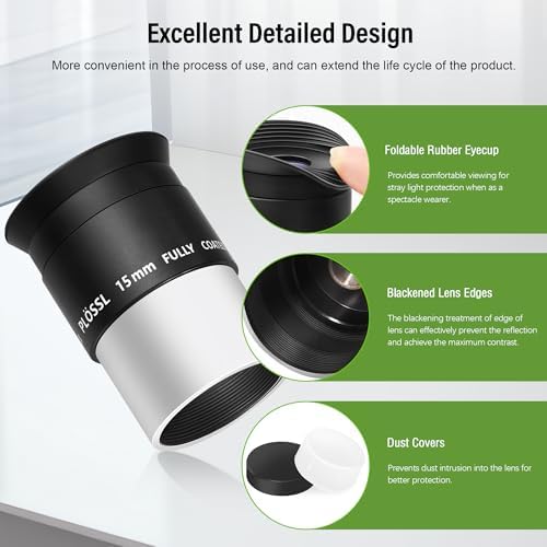Astromania Telescope Eyepiece 1.25 Inch Plossl Eyepiece Telescope Lens 15mm - Image 2