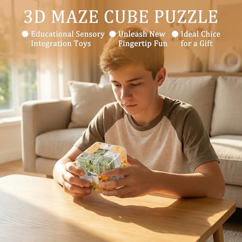 2 Pack 3D Rolling Ball Maze Cube Puzzle,Maze Cube for Kids Labyrinth 3D Puzzle Maze Cube Ball Twist Roll Brain Teaser Toys,Cultivate Logical Thinking for Logical Thinking for Family Game Birthday Gift - Image 6