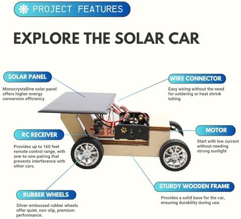 Solar-Powered Car V1, Wooden STEM Kit with Wireless Remote Control for Boys and Girls, Hybrid Powered by Solar Power and Batteries, Educational Motor Toy Gift for Kids Aged 8-12 - Image 3