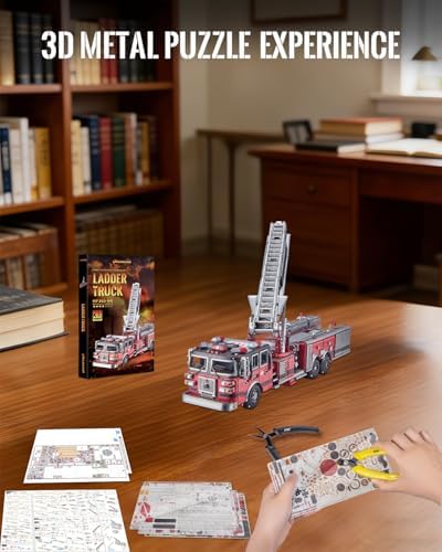 Piececool Metal Model Kits for Adults Ladder Truck 3D Metal Puzzles,DIY Hobbies Building kit Birthday Christmas Day Gifts for Teens 14+ - Image 5