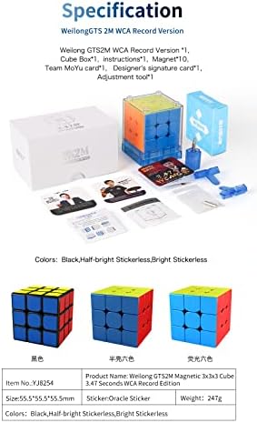 MoYu Weilong GTS2M Built-in Magnet 3x3x3 Competition Cube, Super Smooth, 3.47 Seconds WCA World Record Creation, World Class Cube, Black - Image 7