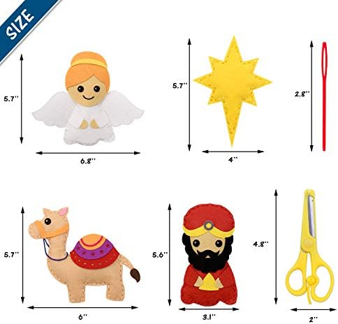 CiyvoLyeen Kids Sewing Kit Crafts – DIY Nativity Scene Christmas Ornament Sewing Set for Girls & Boys Beginner Craft Kit for Kids - Image 4