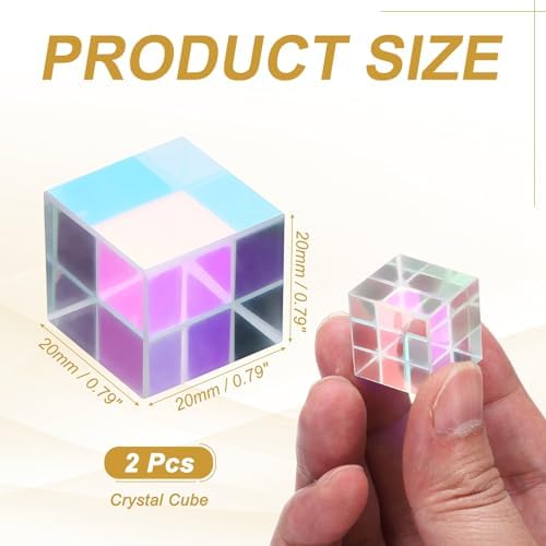 PATIKIL 2Pcs Cube Prism 20mm K9 Crystal Dispersion Prism AB Color - Image 2