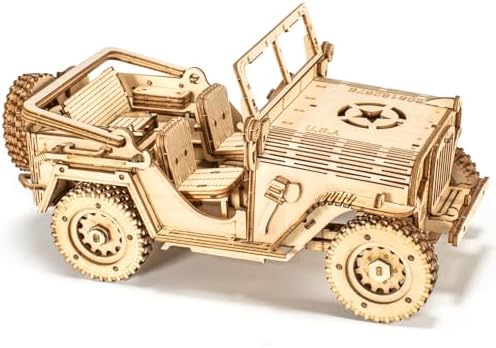 3D Wooden Puzzles for Adults,Wooden Toy for Kids and Adults,Model Building Kit,Educational Brain Teaser,Best Educational Christmas Birthday Day Gift for Friends (Wooden Jeep) by Unknown