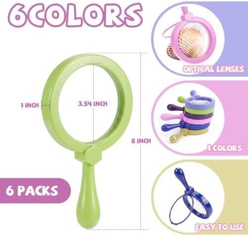 Lewtemi 6 Pack Kids Magnifying Glass with Stand, Boho Color - Image 2