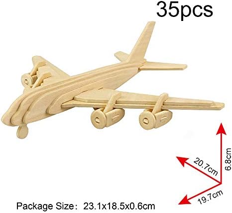 Georgie Porgy 3D Wooden Puzzles for Kids Toys Construction Woodcraft Kits DIY Model Puzzle Kits Birthday Gifts Pack of 2 (Civil Airplane Yacht) - Image 2