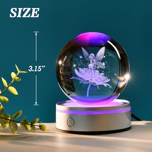 Fairy Gifts for Women 3D Fairy Crystal Ball Night Light - Image 5