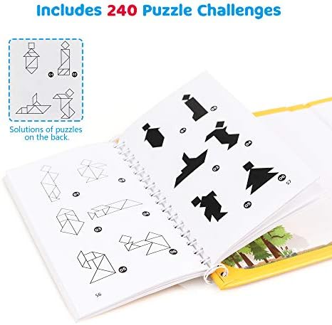 Vanmor Travel Tangram Puzzle, 3 Sets of Magnetic Tangram with 240 Solution - Image 3