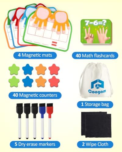 Coogam Montessori Math Manipulatives Number Counting Block, Magnetic Ten Frame Addition Subtraction Practice with Dry Erase Board, Educational Learning Toy Gift for 1st 2nd & 3rd Grade - Image 2
