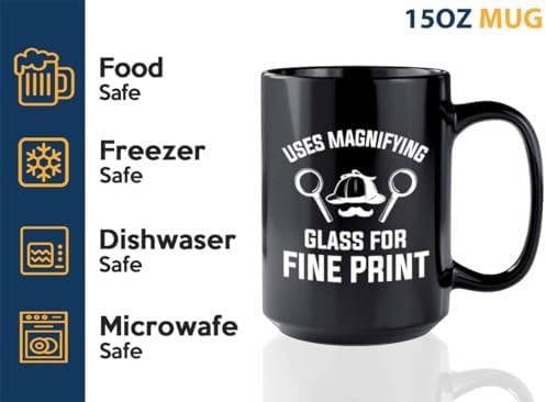 Bubble Hugs Detective Coffee Mug 15oz Glass For Fine Print Funny Quote - Image 4