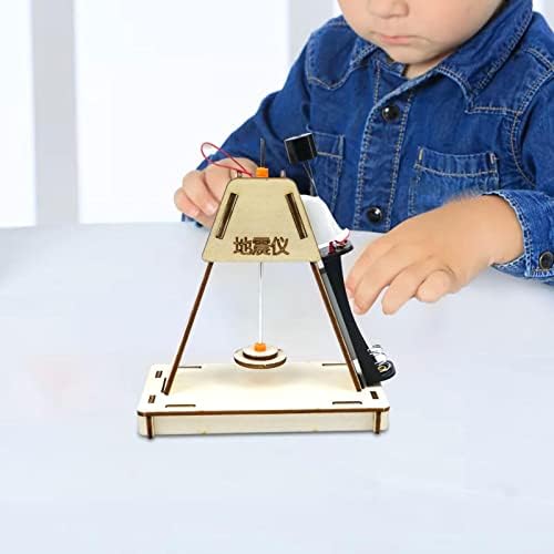 DIY Earthquake Alarm Science Experiment Kit STEM Toy for Kids 14cmx8cm Wood Mechanical Model - Image 2