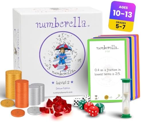 Numberella Deluxe Math Board Game Level 2 | Ages 10-13 | Fraction, Decimals by NumberellaMathGrinchtoMathGeniusUndertheTree