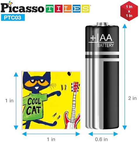 PicassoTiles Magnetic Tiles Pete the Cat Magnet Puzzle Cube Set 6 Cartoon Theme Mix and Match Brain Teaser STEM Educational Toy for Kids Toddlers Preschool Age 3 Plus Sensory Learning Play Kit PTC03 - Image 6
