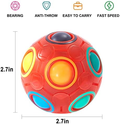 Vdealen Magic Rainbow Puzzle Ball, Fidget Ball Puzzle Brain Teaser Fidget Toy for Boys & Girls- Birthday Party Easter Valentines Christmas Stocking Stuffers for Kids Teen & Adults(Red) - Image 2
