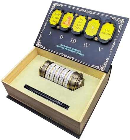 Da Vinci Code Mini Metal Cryptex Lock Puzzle Box – Vintage-Style Password Puzzle with 130 Riddle Cards, Educational Brain Teaser Toy for Kids, Teens & Adults, Gift for Birthday & Christmas by NORDISTRICT