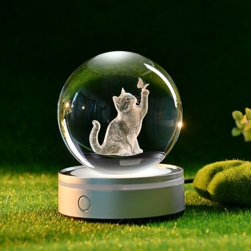 3D Cat Crystal Ball Gifts for Women 80mm Cat Themed Gifts for Girls - Image 4