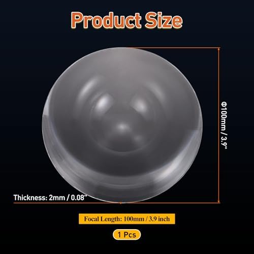 PATIKIL Fresnel Lens, 100mm Diameter Acrylic Lens Solar Focal Length 100mm Magnifier Glass for Solar Heating Small Magnifier Physics Teaching, Transparent - Image 2