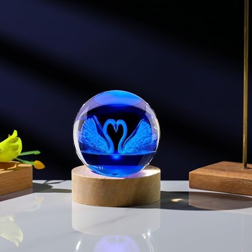 3D Swan Gifts: Crystals Ball 60mm Glass Figurines Decor Items for Anniversary, Birthday, Best Friends, Swan Lovers Keepsake Paperweight - Image 3