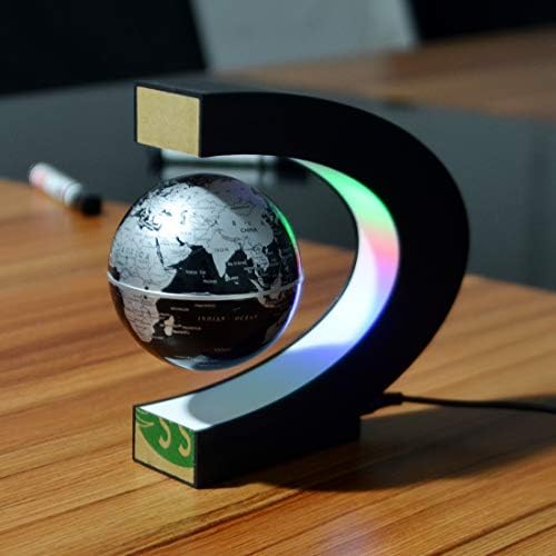 Magnetic Levitation,Petforu High Rotation C Shape Magnetic Suspension Maglev Levitation Globe with LED Lights for Learning Education Teaching Demo Home Office Desk Decoration(US Plug) - Black - Image 3