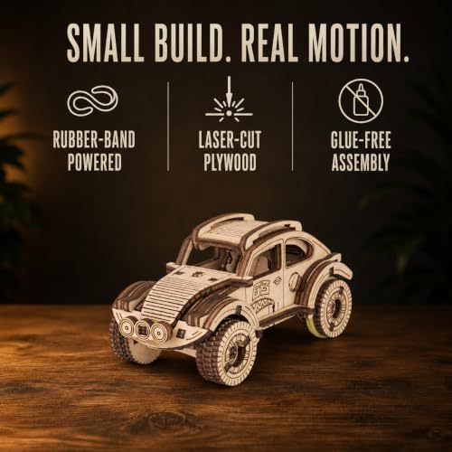 EWA Eco-Wood-Art Pocket Buggy - 3D Wooden Puzzle Mechanical Model Kit DIY Wood Construction Set - Image 3