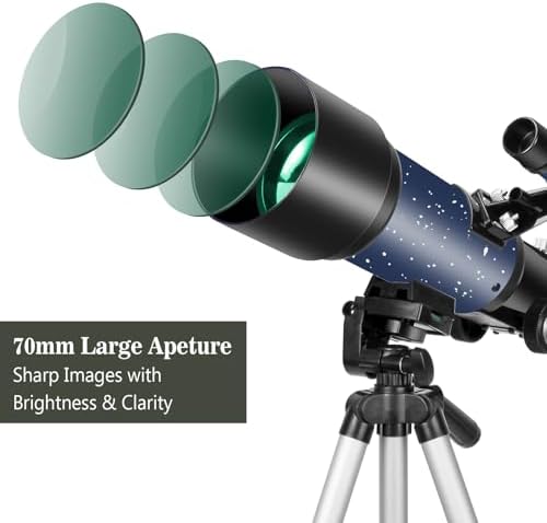 Telescopes, Telescope for Kids and Adults Beginners, 70mm Aperture 400mm Focus Length Refractor Travel Telescope with AZ Mount for Observe The Moon and Landscape - Image 2